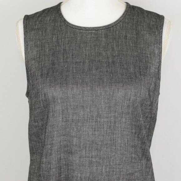 Theory Adraya Women's Small Gray Linen Blend Crewneck Shift Mini Dress - Picture 3 of 6